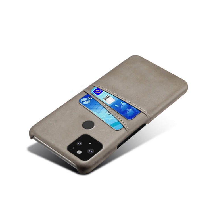 For Google Pixel 5 Calf Texture PC + PU Leather Back Cover Shockproof Case with Dual Card Slots