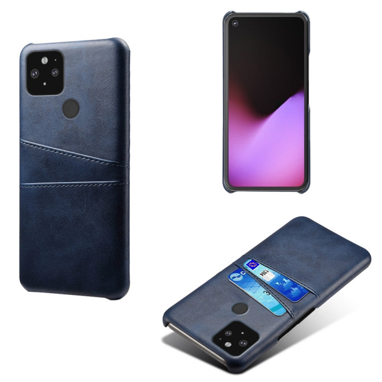 For Google Pixel 5 Calf Texture PC + PU Leather Back Cover Shockproof Case with Dual Card Slots