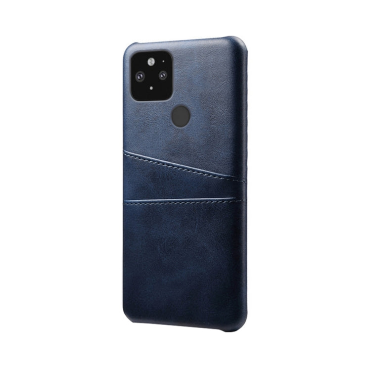 For Google Pixel 5 Calf Texture PC + PU Leather Back Cover Shockproof Case with Dual Card Slots