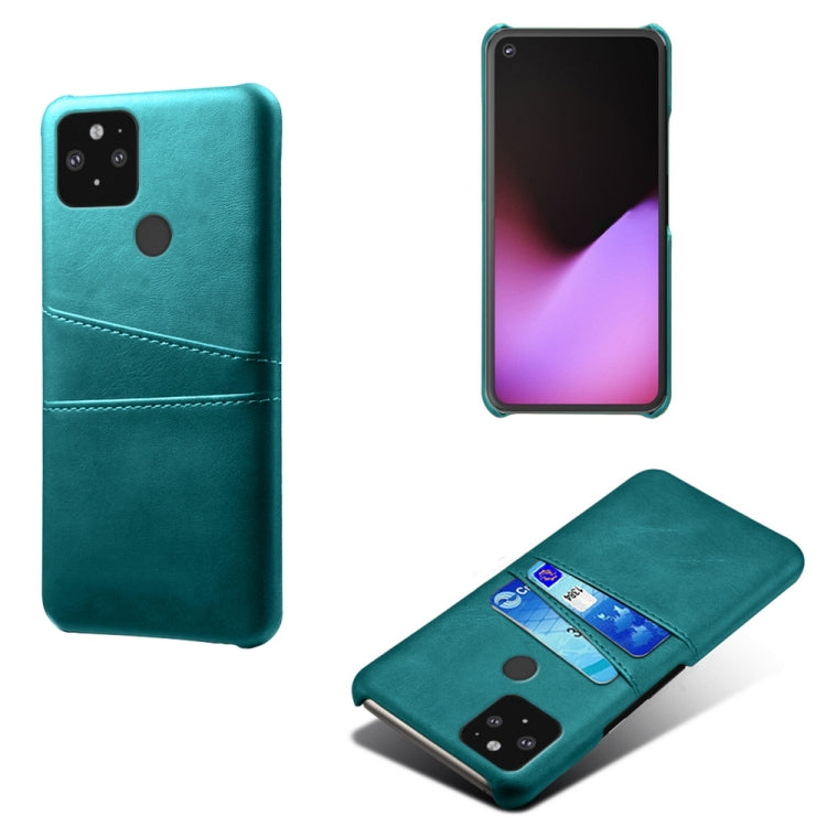 For Google Pixel 5 Calf Texture PC + PU Leather Back Cover Shockproof Case with Dual Card Slots