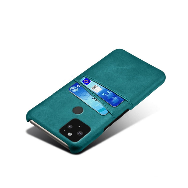 For Google Pixel 5 Calf Texture PC + PU Leather Back Cover Shockproof Case with Dual Card Slots