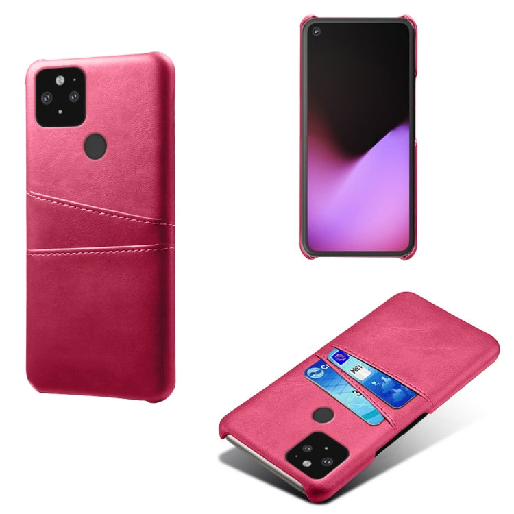 For Google Pixel 5 Calf Texture PC + PU Leather Back Cover Shockproof Case with Dual Card Slots
