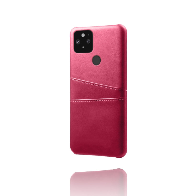 For Google Pixel 5 Calf Texture PC + PU Leather Back Cover Shockproof Case with Dual Card Slots