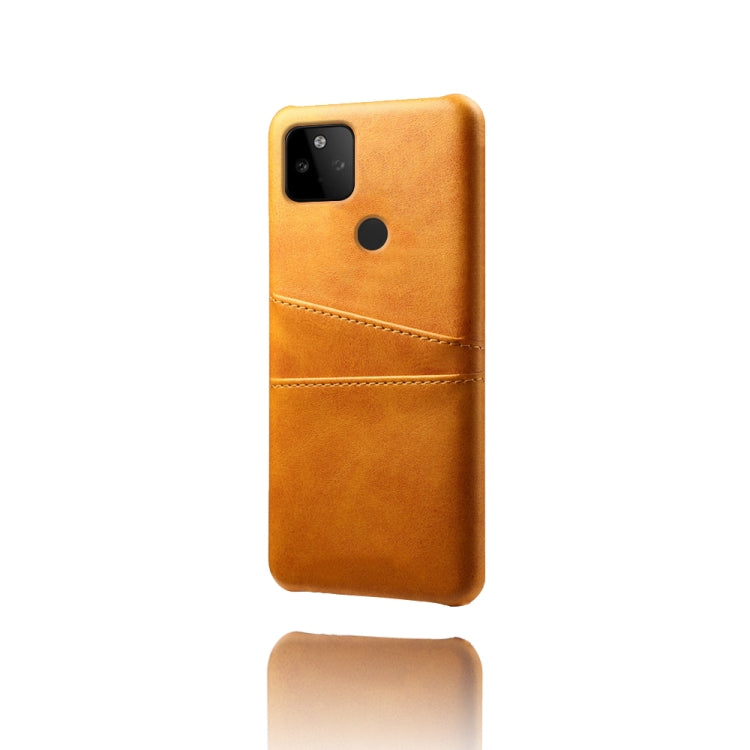 For Google Pixel 5a Calf Texture PC + PU Leather Back Cover Shockproof Case with Dual Card Slots
