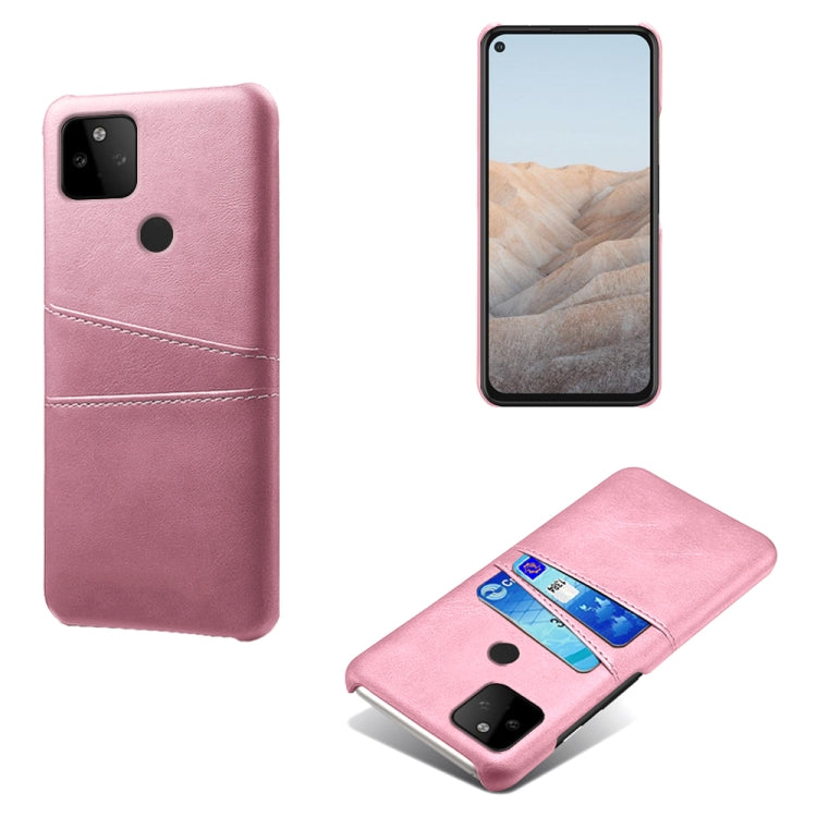 For Google Pixel 5a Calf Texture PC + PU Leather Back Cover Shockproof Case with Dual Card Slots