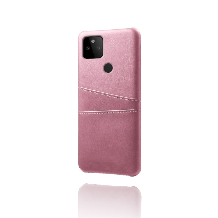For Google Pixel 5a Calf Texture PC + PU Leather Back Cover Shockproof Case with Dual Card Slots