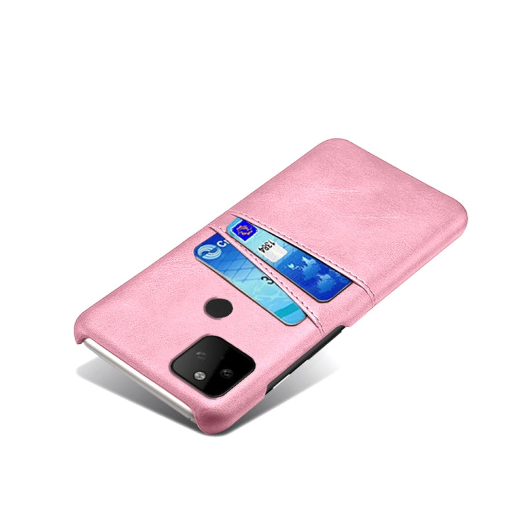 For Google Pixel 5a Calf Texture PC + PU Leather Back Cover Shockproof Case with Dual Card Slots