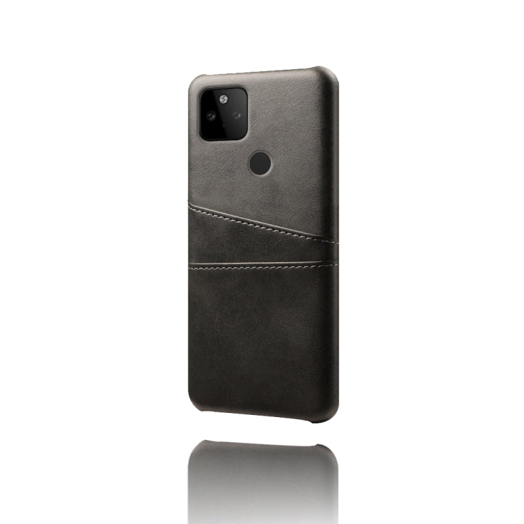 For Google Pixel 5a Calf Texture PC + PU Leather Back Cover Shockproof Case with Dual Card Slots