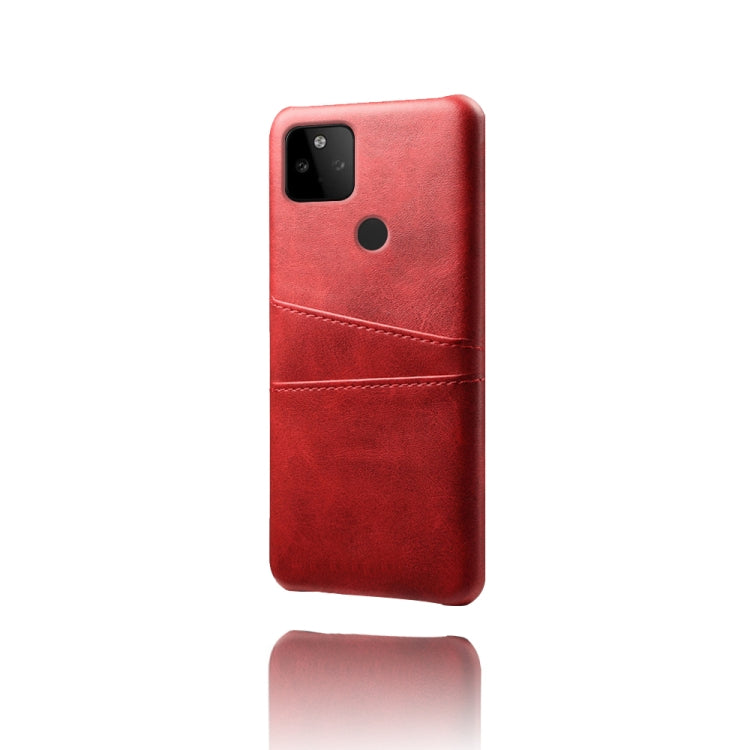 For Google Pixel 5a Calf Texture PC + PU Leather Back Cover Shockproof Case with Dual Card Slots