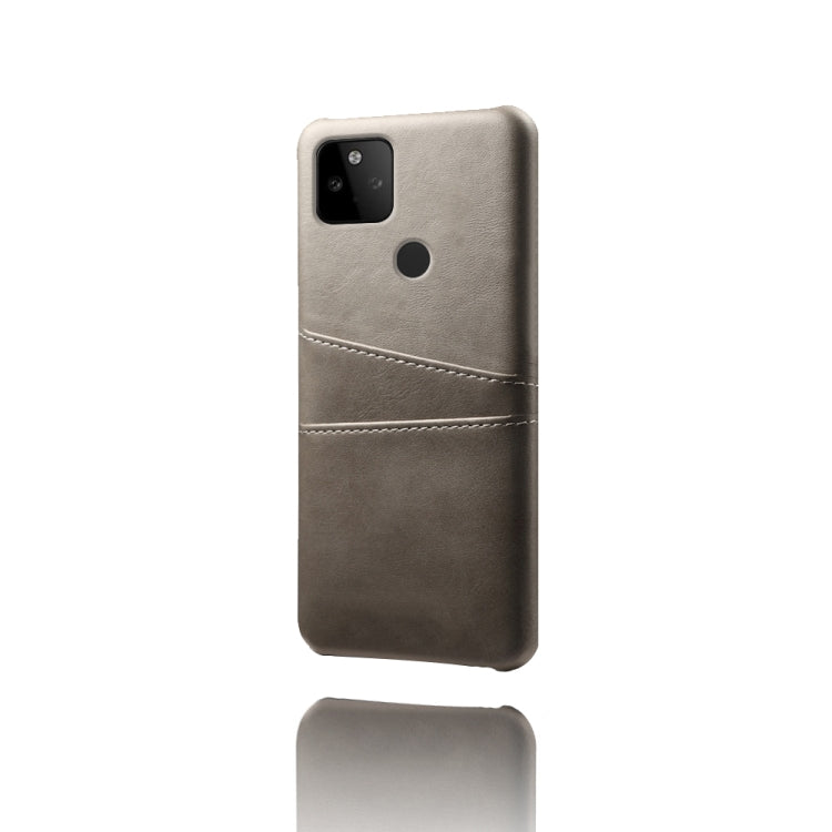 For Google Pixel 5a Calf Texture PC + PU Leather Back Cover Shockproof Case with Dual Card Slots