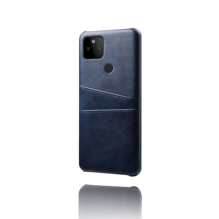 For Google Pixel 5a Calf Texture PC + PU Leather Back Cover Shockproof Case with Dual Card Slots