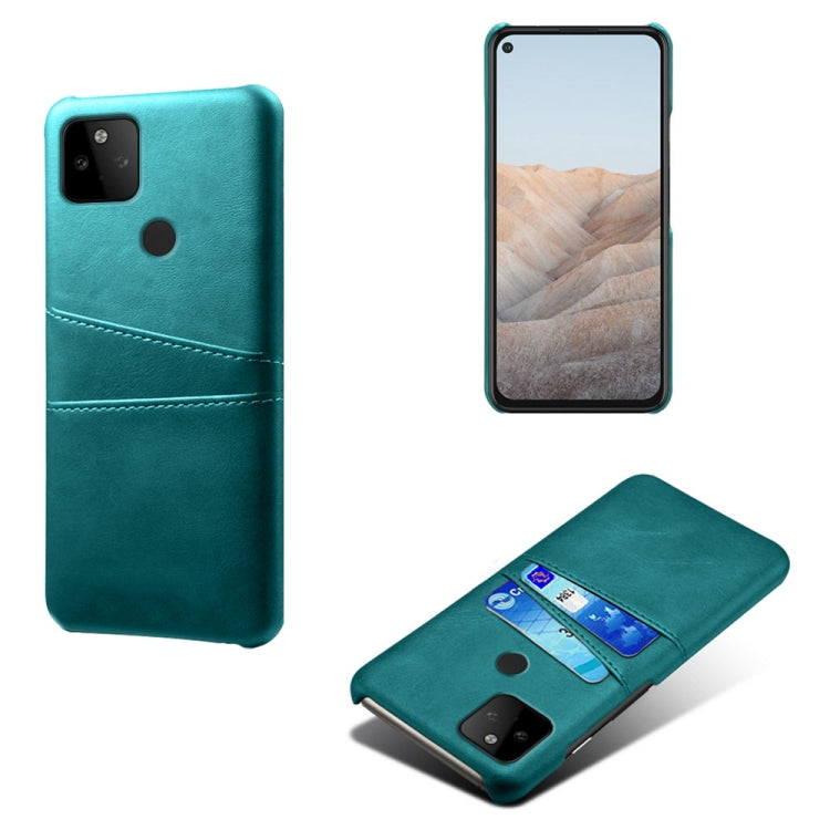 For Google Pixel 5a Calf Texture PC + PU Leather Back Cover Shockproof Case with Dual Card Slots