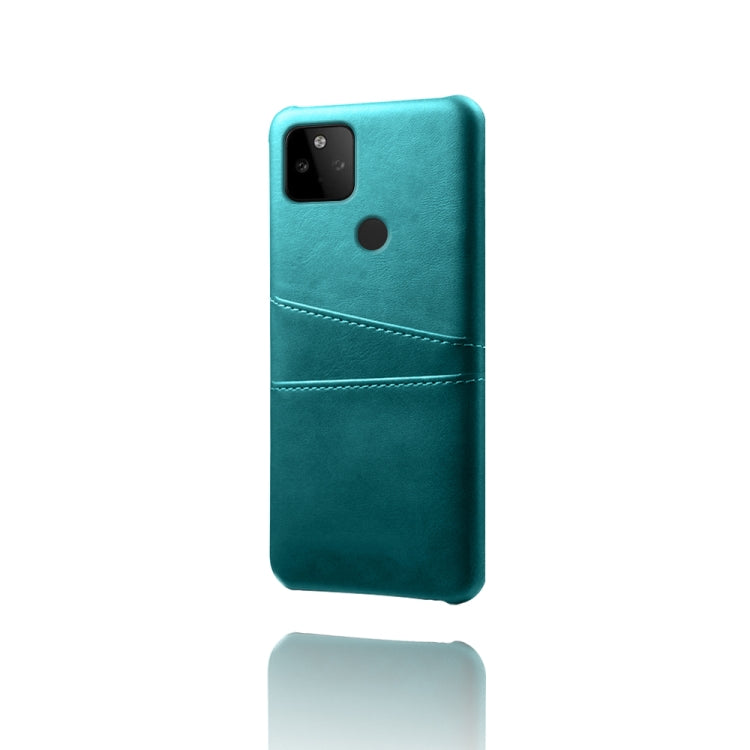 For Google Pixel 5a Calf Texture PC + PU Leather Back Cover Shockproof Case with Dual Card Slots