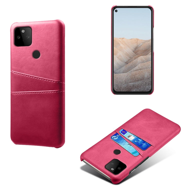 For Google Pixel 5a Calf Texture PC + PU Leather Back Cover Shockproof Case with Dual Card Slots
