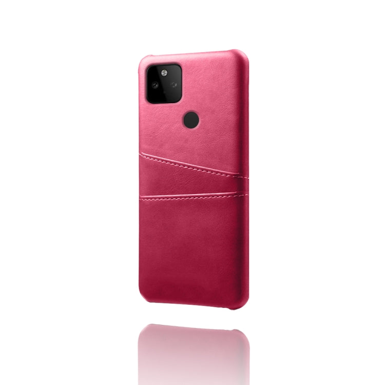 For Google Pixel 5a Calf Texture PC + PU Leather Back Cover Shockproof Case with Dual Card Slots