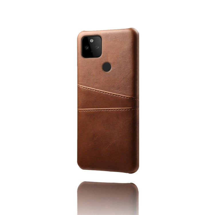 For Google Pixel 5a Calf Texture PC + PU Leather Back Cover Shockproof Case with Dual Card Slots