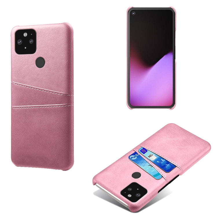 For Google Pixel 5 XL Calf Texture PC + PU Leather Back Cover Shockproof Case with Dual Card Slots