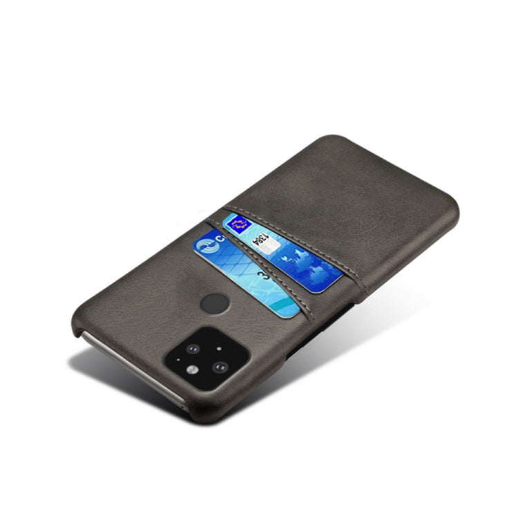 For Google Pixel 5 XL Calf Texture PC + PU Leather Back Cover Shockproof Case with Dual Card Slots
