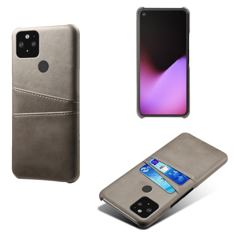 For Google Pixel 5 XL Calf Texture PC + PU Leather Back Cover Shockproof Case with Dual Card Slots