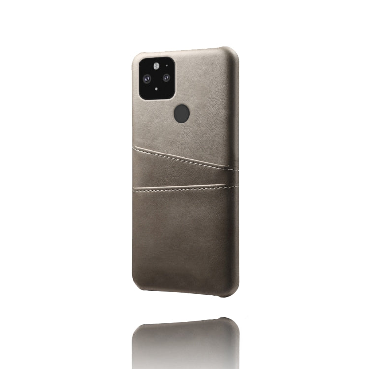 For Google Pixel 5 XL Calf Texture PC + PU Leather Back Cover Shockproof Case with Dual Card Slots