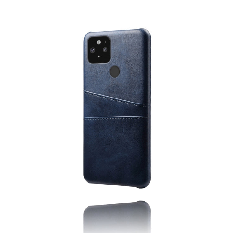 For Google Pixel 5 XL Calf Texture PC + PU Leather Back Cover Shockproof Case with Dual Card Slots