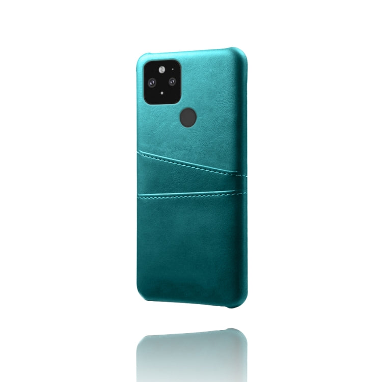 For Google Pixel 5 XL Calf Texture PC + PU Leather Back Cover Shockproof Case with Dual Card Slots