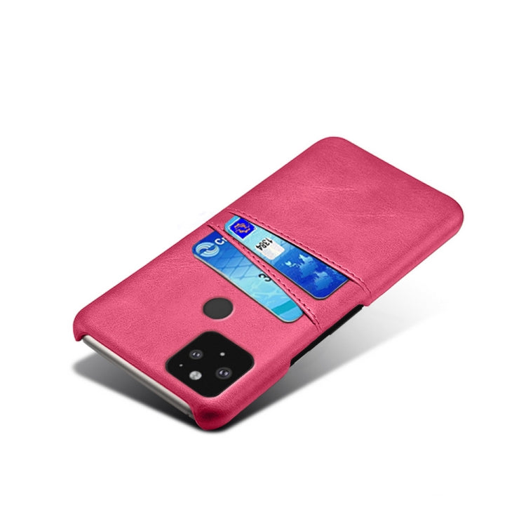 For Google Pixel 5 XL Calf Texture PC + PU Leather Back Cover Shockproof Case with Dual Card Slots