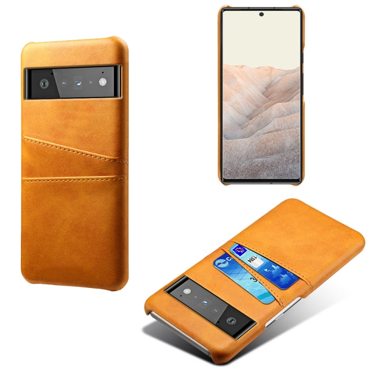 For Google Pixel 6 Pro Calf Texture PC + PU Leather Back Cover Shockproof Case with Dual Card Slots
