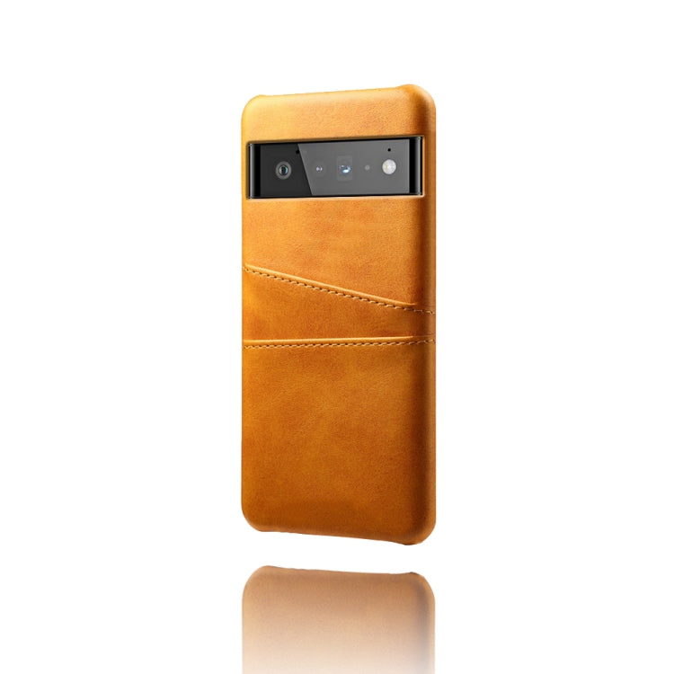 For Google Pixel 6 Pro Calf Texture PC + PU Leather Back Cover Shockproof Case with Dual Card Slots