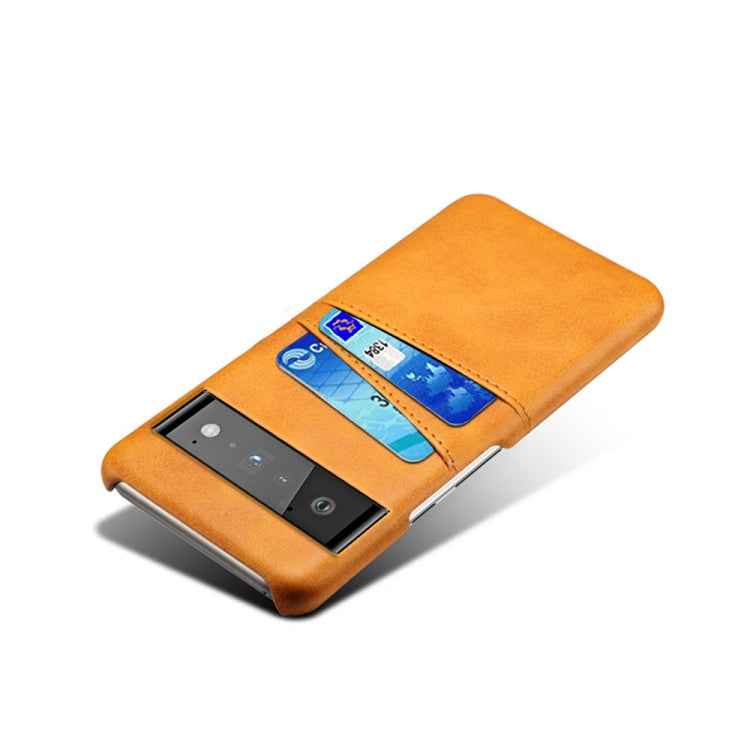 For Google Pixel 6 Pro Calf Texture PC + PU Leather Back Cover Shockproof Case with Dual Card Slots
