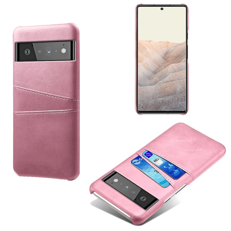 For Google Pixel 6 Pro Calf Texture PC + PU Leather Back Cover Shockproof Case with Dual Card Slots