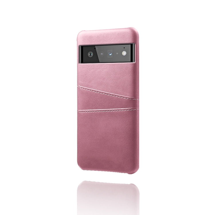 For Google Pixel 6 Pro Calf Texture PC + PU Leather Back Cover Shockproof Case with Dual Card Slots