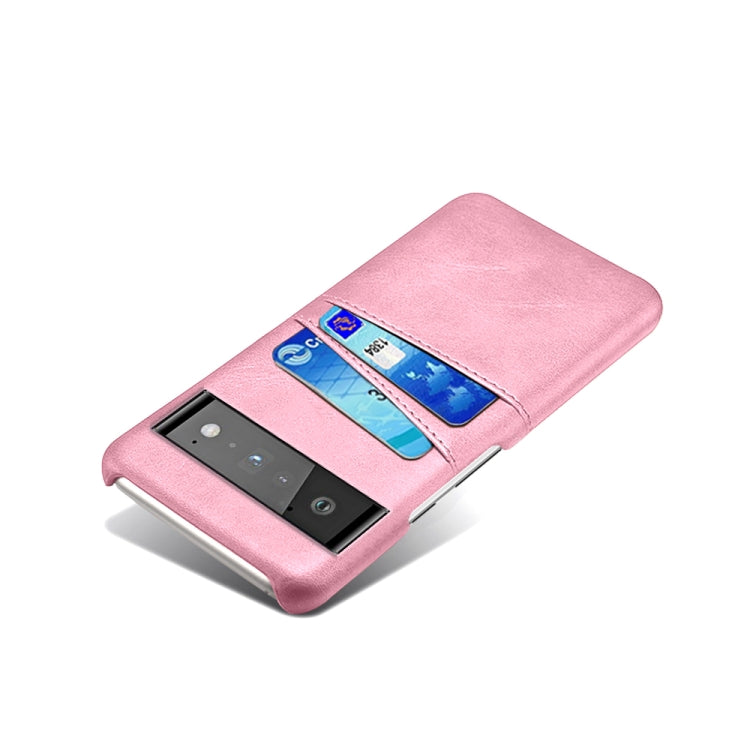 For Google Pixel 6 Pro Calf Texture PC + PU Leather Back Cover Shockproof Case with Dual Card Slots