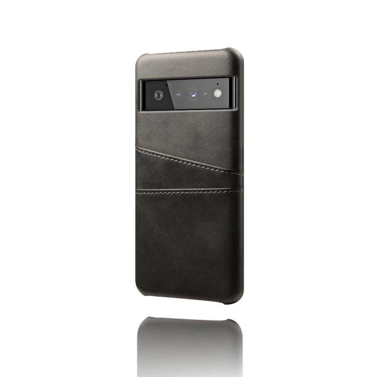 For Google Pixel 6 Pro Calf Texture PC + PU Leather Back Cover Shockproof Case with Dual Card Slots