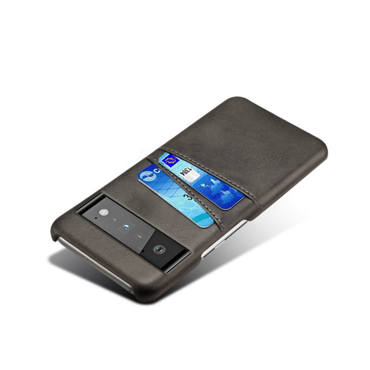 For Google Pixel 6 Pro Calf Texture PC + PU Leather Back Cover Shockproof Case with Dual Card Slots