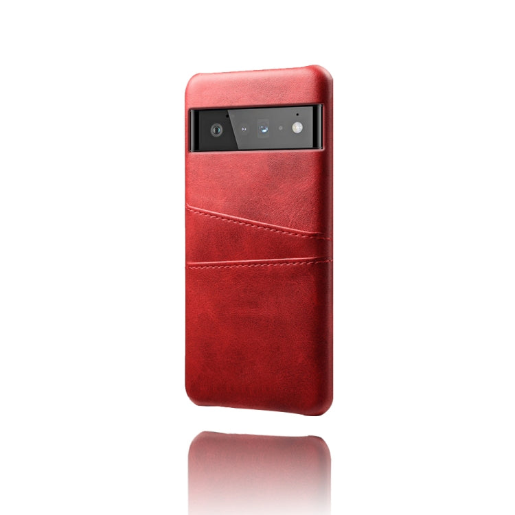 For Google Pixel 6 Pro Calf Texture PC + PU Leather Back Cover Shockproof Case with Dual Card Slots