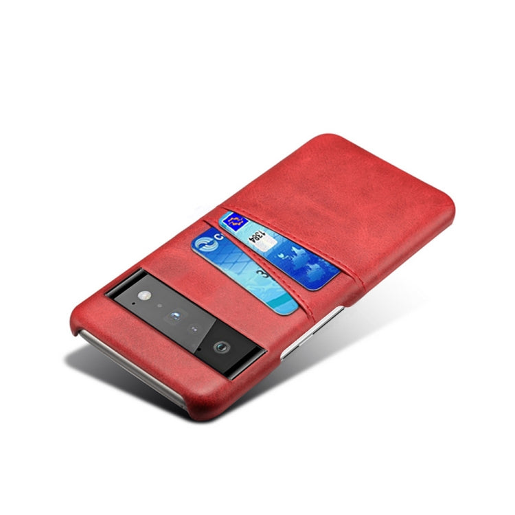 For Google Pixel 6 Pro Calf Texture PC + PU Leather Back Cover Shockproof Case with Dual Card Slots