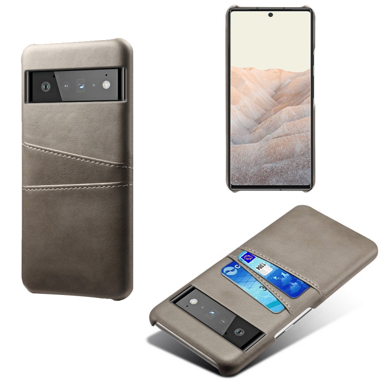 For Google Pixel 6 Pro Calf Texture PC + PU Leather Back Cover Shockproof Case with Dual Card Slots