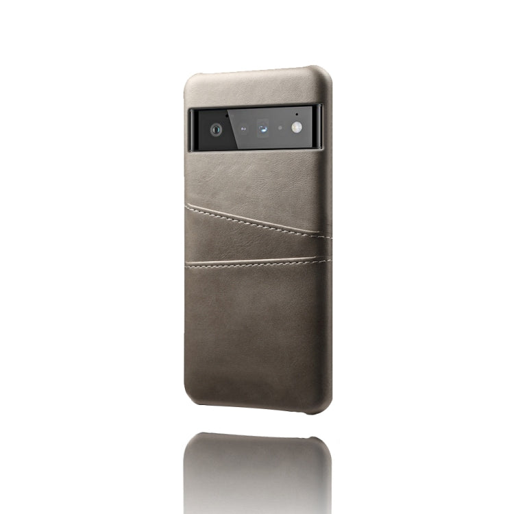 For Google Pixel 6 Pro Calf Texture PC + PU Leather Back Cover Shockproof Case with Dual Card Slots