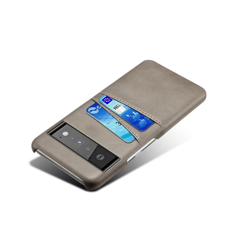 For Google Pixel 6 Pro Calf Texture PC + PU Leather Back Cover Shockproof Case with Dual Card Slots
