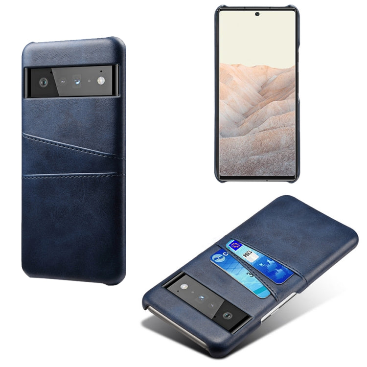 For Google Pixel 6 Pro Calf Texture PC + PU Leather Back Cover Shockproof Case with Dual Card Slots
