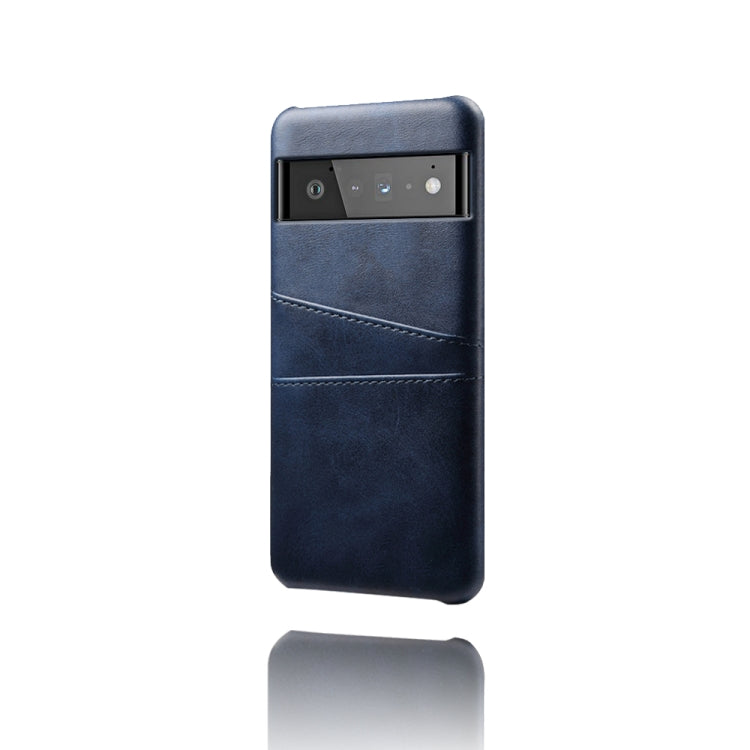 For Google Pixel 6 Pro Calf Texture PC + PU Leather Back Cover Shockproof Case with Dual Card Slots
