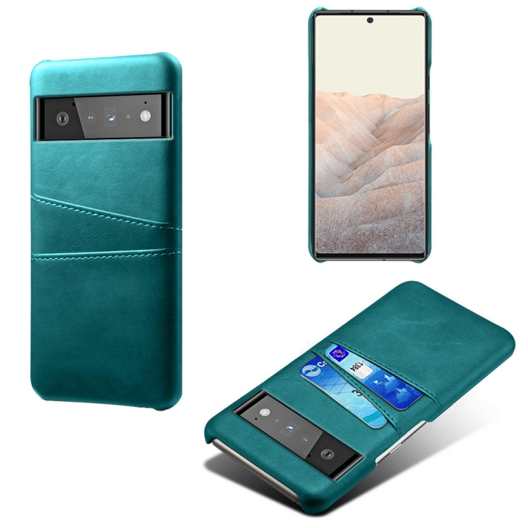 For Google Pixel 6 Pro Calf Texture PC + PU Leather Back Cover Shockproof Case with Dual Card Slots
