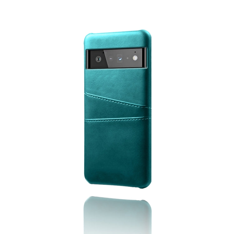 For Google Pixel 6 Pro Calf Texture PC + PU Leather Back Cover Shockproof Case with Dual Card Slots