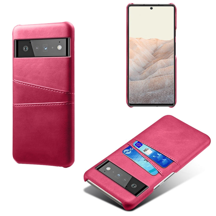 For Google Pixel 6 Pro Calf Texture PC + PU Leather Back Cover Shockproof Case with Dual Card Slots