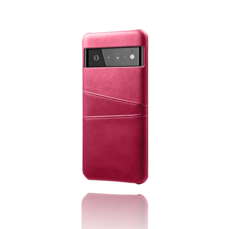 For Google Pixel 6 Pro Calf Texture PC + PU Leather Back Cover Shockproof Case with Dual Card Slots