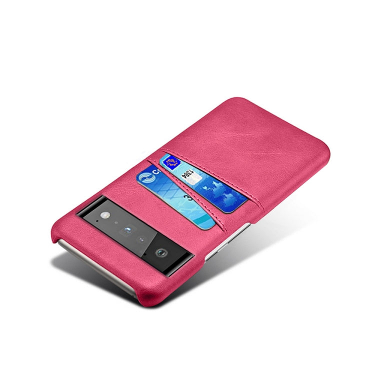 For Google Pixel 6 Pro Calf Texture PC + PU Leather Back Cover Shockproof Case with Dual Card Slots