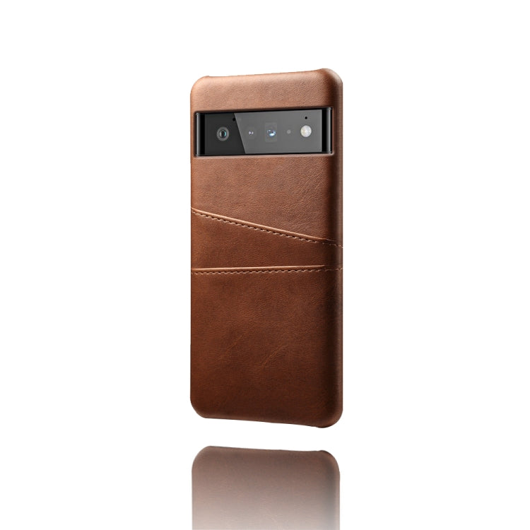 For Google Pixel 6 Pro Calf Texture PC + PU Leather Back Cover Shockproof Case with Dual Card Slots
