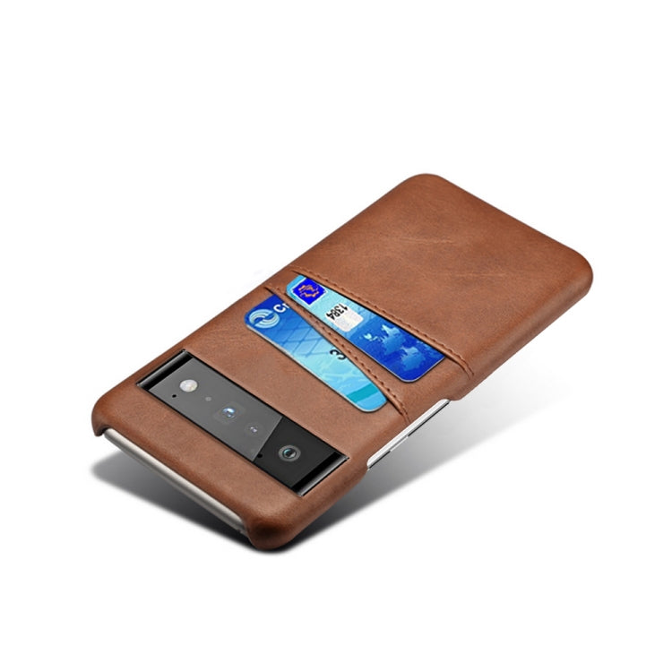 For Google Pixel 6 Pro Calf Texture PC + PU Leather Back Cover Shockproof Case with Dual Card Slots