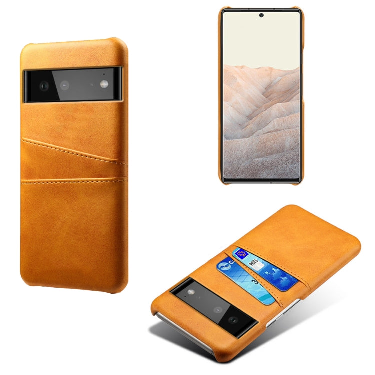 For Google Pixel 6 Calf Texture PC + PU Leather Back Cover Shockproof Case with Dual Card Slots